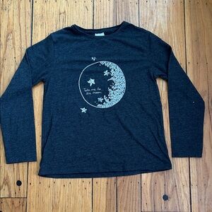 Zara Kids Charcoal Long Sleeve Tee with Moon Graphic